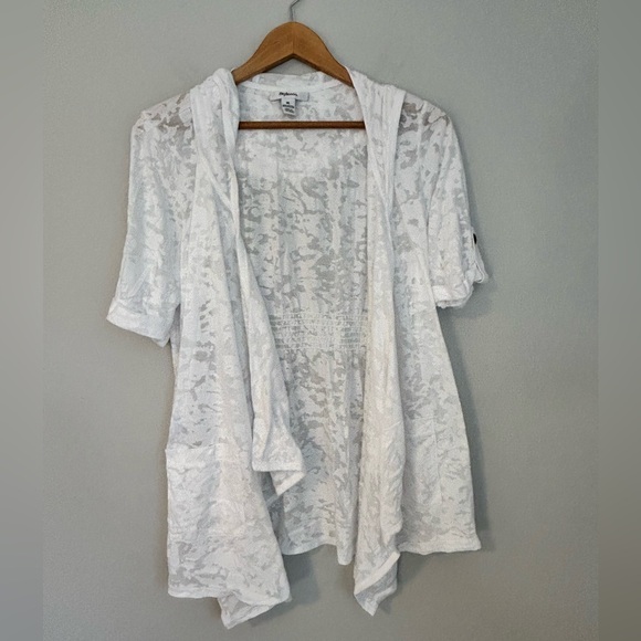 NWOT Style & Co. White Burnout Hooded Open Cardigan – Women’s XL - Picture 3 of 5